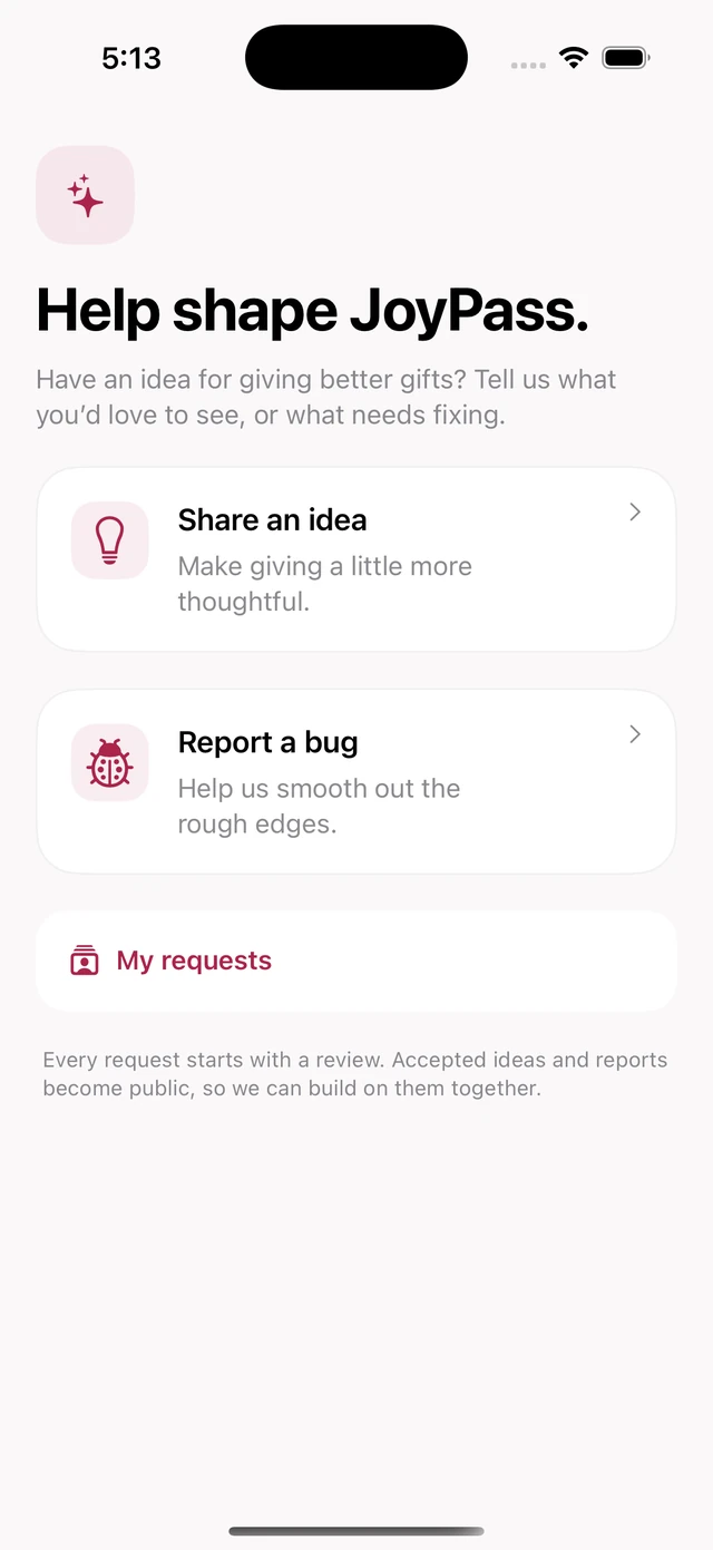 JoyPass’s real native feedback interface with demo data
